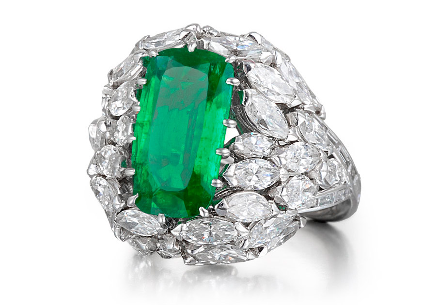 Columbian Emerald and Diamond Cocktail Ring