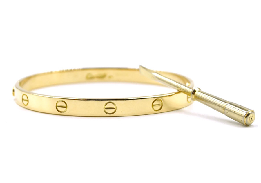 Cartier 18K Yellow Gold Love Bracelet, Size 18